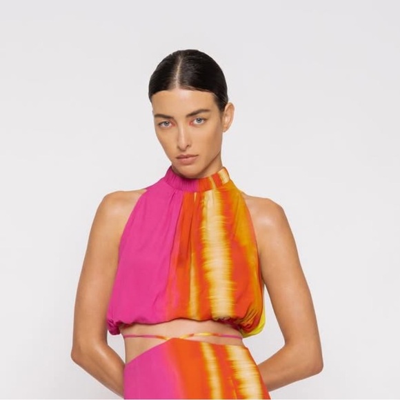 🩷 NWT Silvia Tcherassi Leire Top Pink /Lime sleeveless - Picture 1 of 6